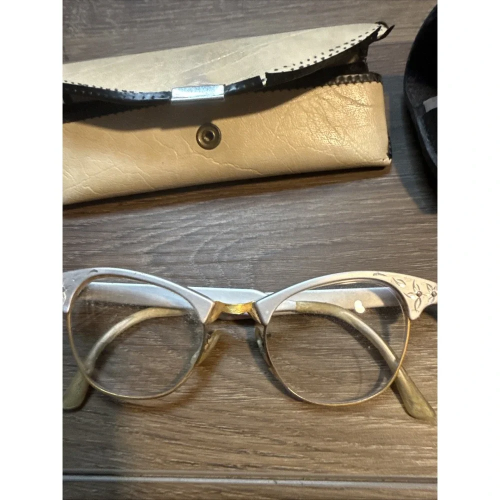 Vintage Lot Of 2 Womens Cat Eyes 1950s Glasses Sun Glasses Leading Lady Artcraft